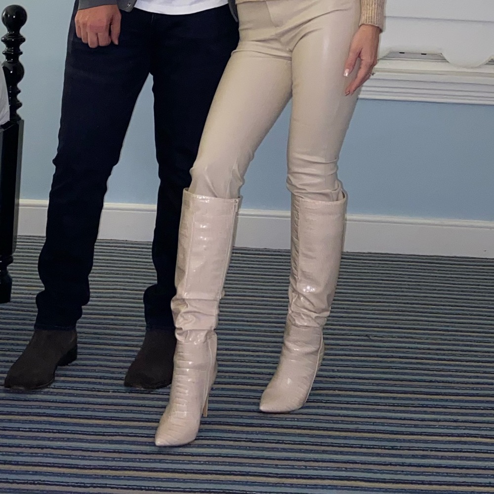 Cream gator boots